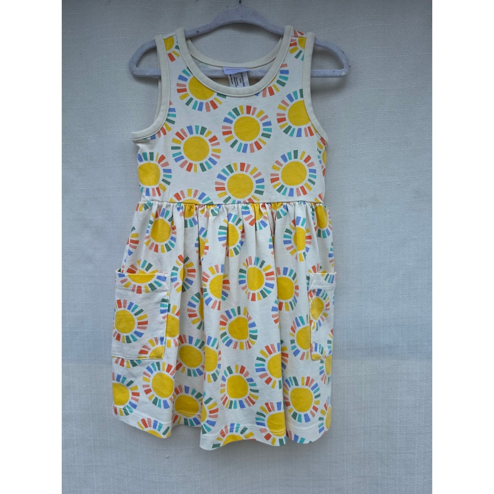 Hanna Andersson Sun Pocket Dress Girls 3T 90cm Cream Cotton Sunshine Sleeveless